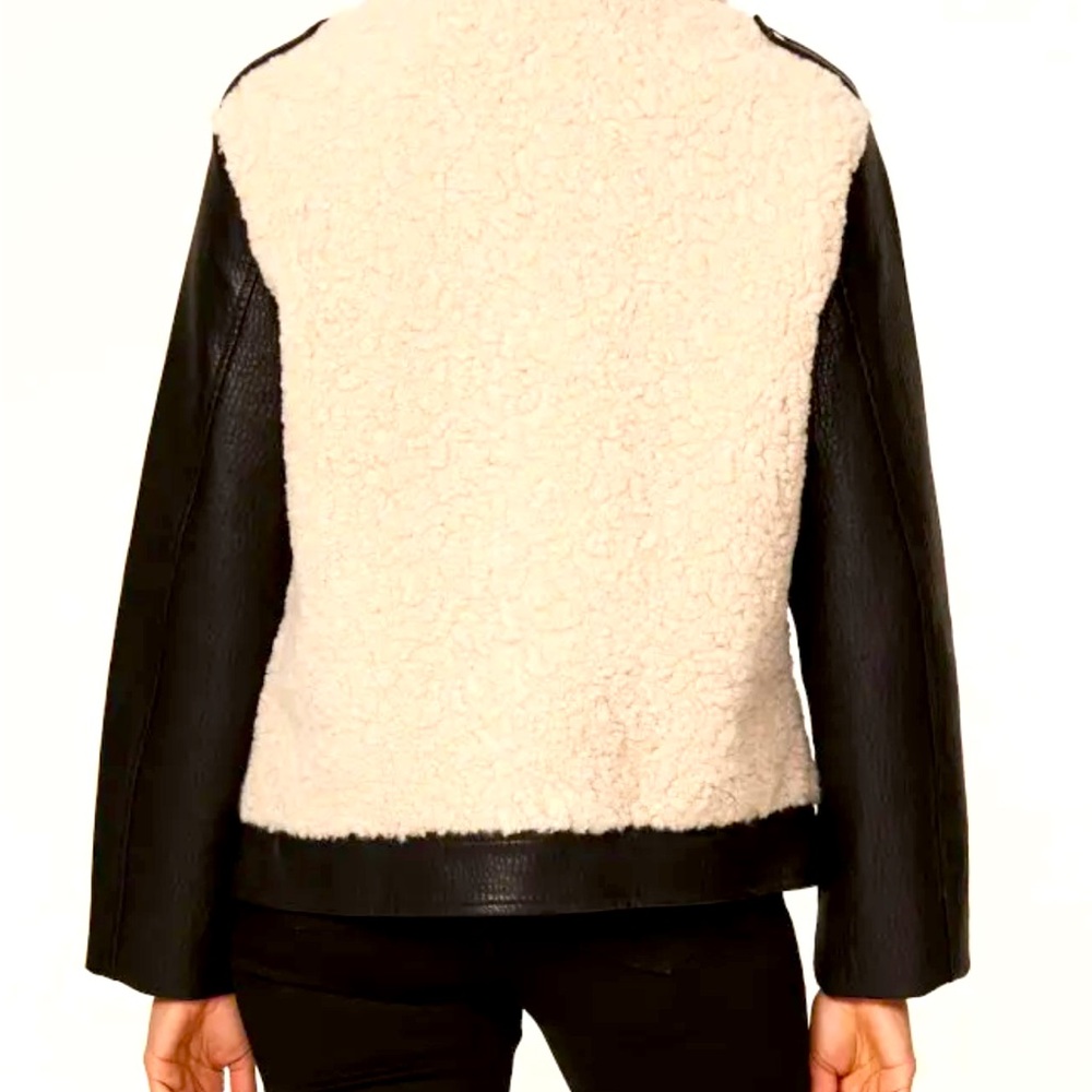 Peter Som Faux Leather Shearling Moto Jacket - Picture 2 of 8